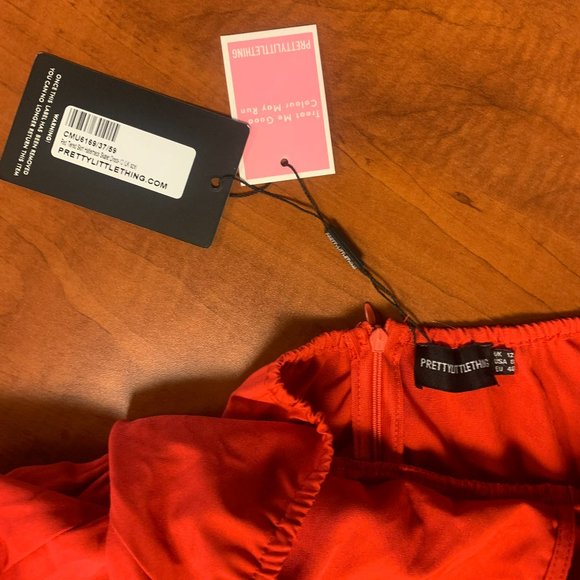 Red Tiered Skirt Halterneck Skater Dress NWT - Picture 5 of 7